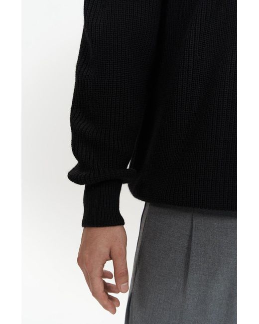 MAİ COLLECTİON Vander Knopfdetail Schwarzer Strickpullover Für Herren in Black für Herren