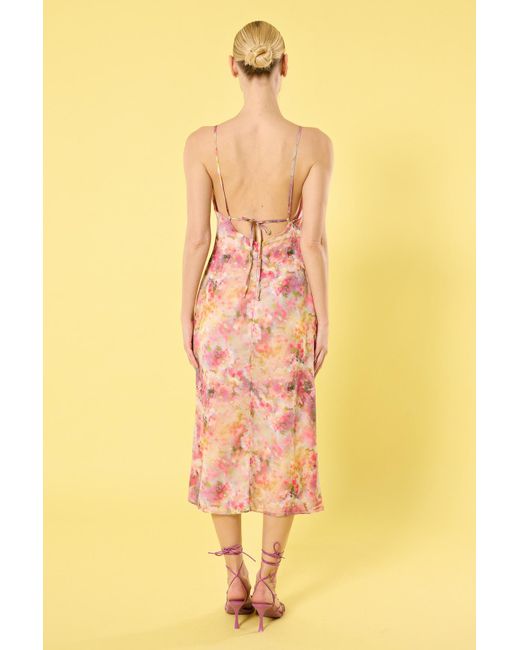 Trendyol Yellow Mehrfarbiges, Abstraktes, Gewebtes Midikleid