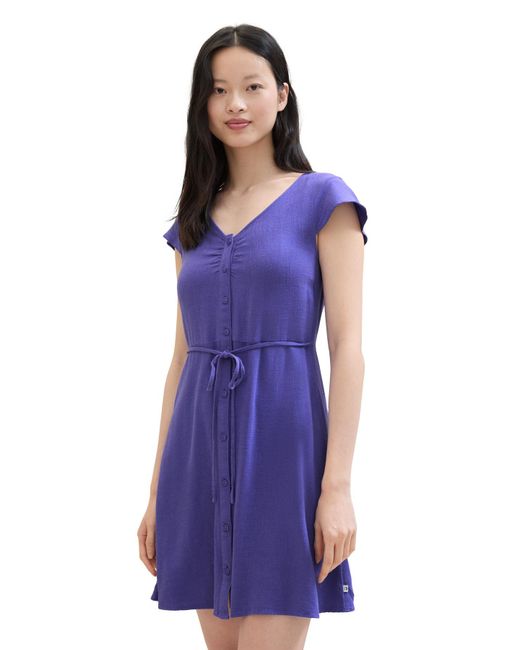 Tom Tailor Purple Minikleid mit v-ausschnitt und knöpfen