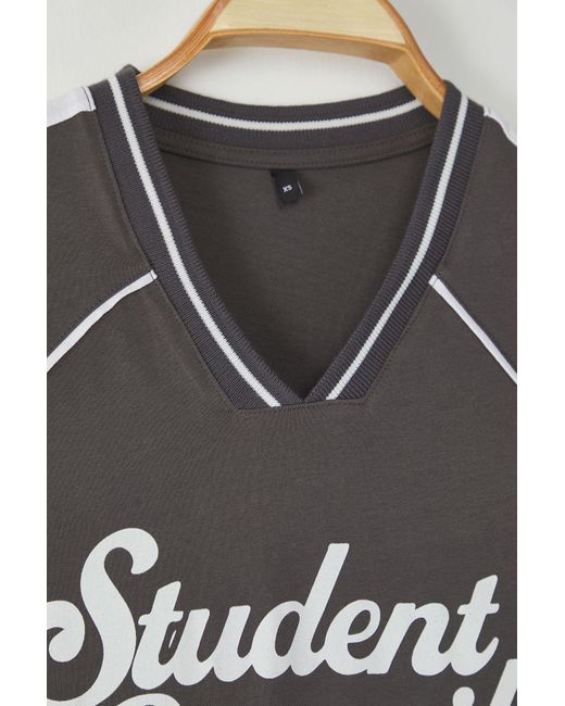 Trendyol Anthrazitfarbenes, Übergroßes Baumwoll-T-Shirt Mit College-Print – Für Herren in Gray für Herren