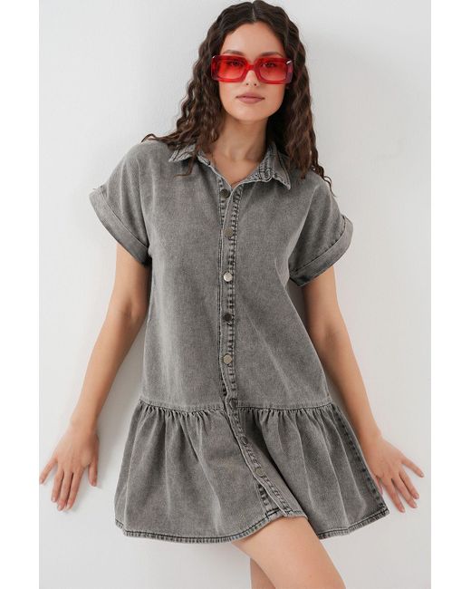 Bigdart Gray Kurzes Jeanskleid 2530 – Geräuchert Für Damen