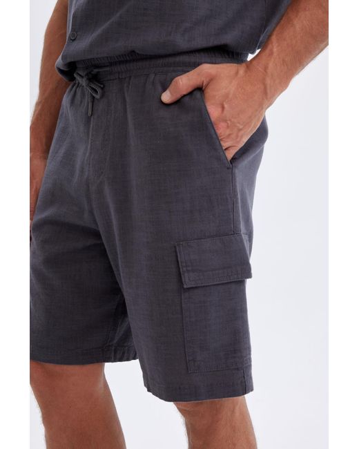 Defacto Relax Fit Baumwolle Tasche Basic Plain Bermuda Shorts C7672Ax24Sm Für Herren in Blue für Herren