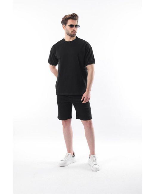 Madmext Schwarzes Basic-T-Shirt-Set Mit Shorts Für Herren in Black für Herren