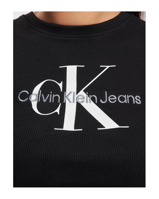 Calvin Klein Black Jeans archival monologo rib tank crop top