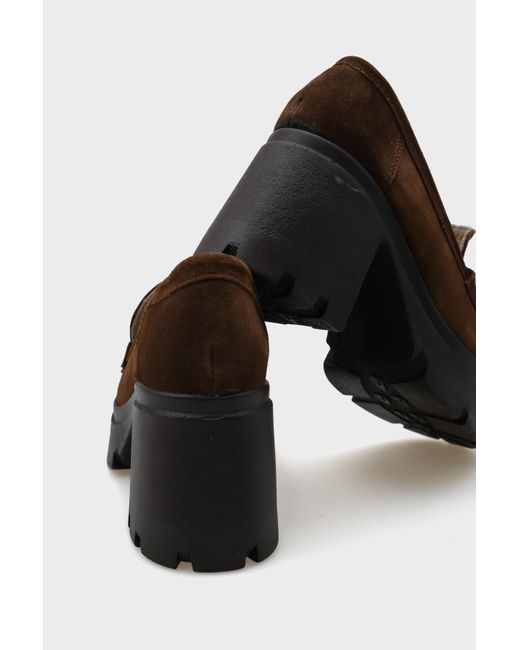 Capone Outfitters Brown Loafer-Schuhe Aus Leder Mit Hoher Sohle Und Quasten Für Damen