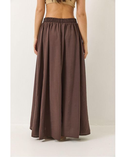 Bianco Lucci Brown Taschenrock Aus Modal Mit Elastischer Taille Und Detailliertem, Langem, Ausgestelltem Rock 5002 Für Damen