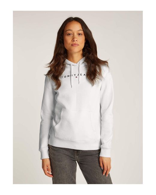 Tommy Hilfiger White Tjw Reg Linear Hoodie Für Damen
