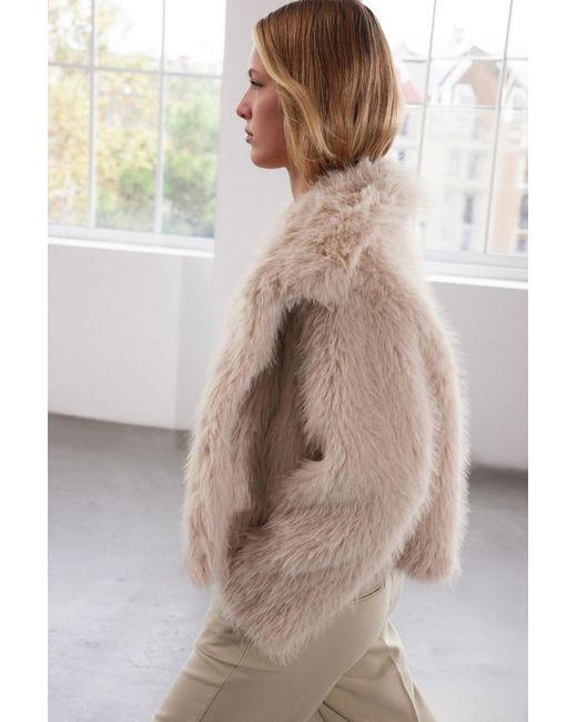Trendyol Blue Beigefarbener Oversize-Pelzmantel Für Damen