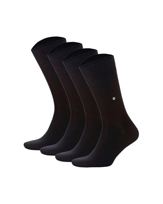 Burlington Socken everyday 4er pack baumwolle, uni, einheitsgröße, 40-46 in Black für Herren