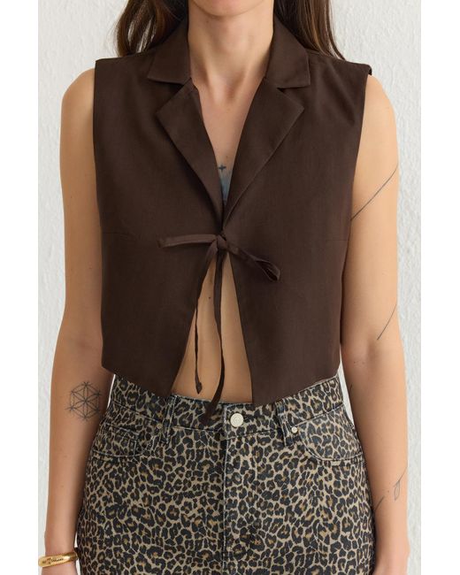 Trendyol Brown Braunes, Vorne Gebundenes, Gewebtes Hemd Mit Normaler Passform Für Damen