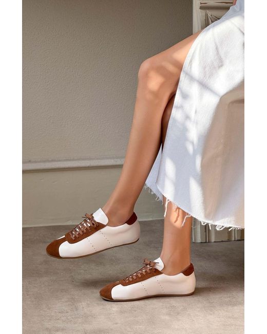 NİŞANTAŞI SHOES Brown Leroy Matte Tan Echtes Wildleder Flache Sohle Schnürschuhe Für Damen