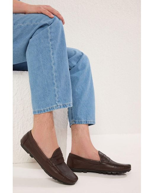 Trendyol Braune Loafer-Schuhe Aus Echtem Leder Mit Quadratischer Zehenpartie Für Herren in Brown für Herren