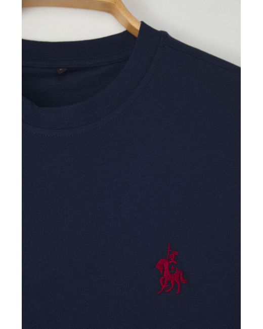 Trendyol Marineblaues T-Shirt Aus 100 Baumwolle Mit Stickereidetails – Für Herren in Blue für Herren