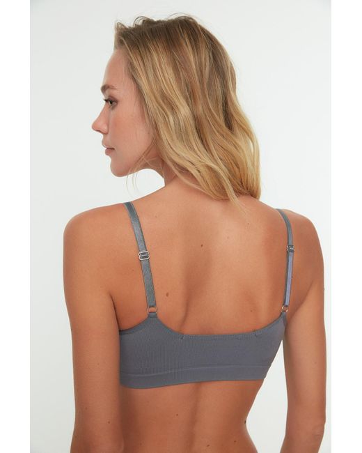 Trendyol Gray Grauer Nahtloser Bralette-Bh Mit Seilträgern