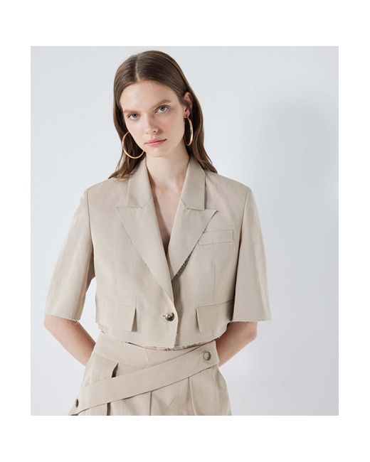 Ipekyol Natural Crop-Jacke Aus Leinenmischung Für Damen