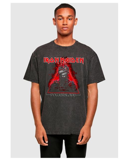 Merchcode Powerslave Mummy Triangle Acid Washed Oversize-T-Shirt Für Herren in Black für Herren