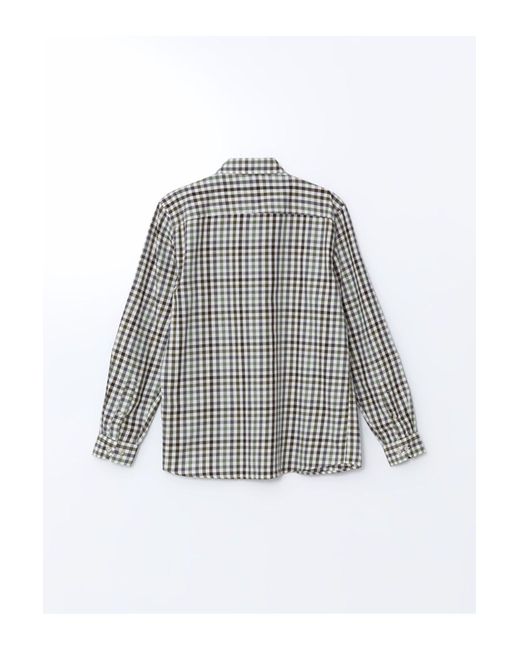 LC Waikiki Southblue Slim Fit Langarm-Hemd Mit Karomuster Für Herren in White für Herren