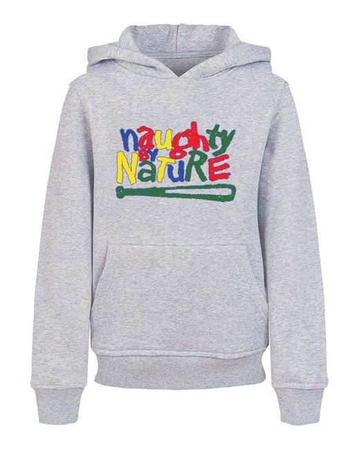 Merchcode Kids naughty by nature basic-kapuzenpullover mit logo-print in Gray für Herren