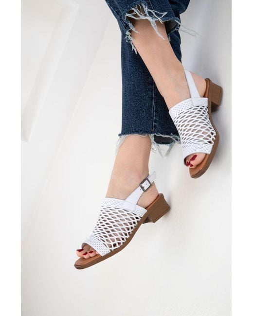 Soho Blue Weiße Schuhe Mit Absatz Aus Echtem Leder, Für Damen