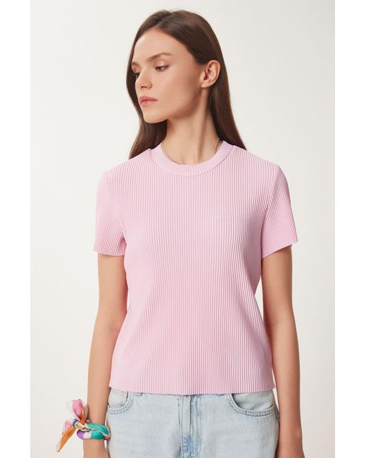 Happiness İstanbul Gray Basic-Strickbluse Für Damen