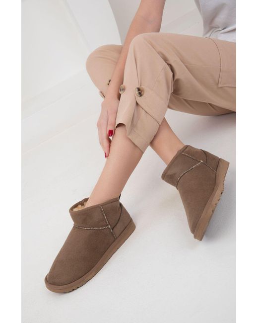 Soho Natural Stiefel Aus Nerz-Wildleder – Modell Bootie Für Damen