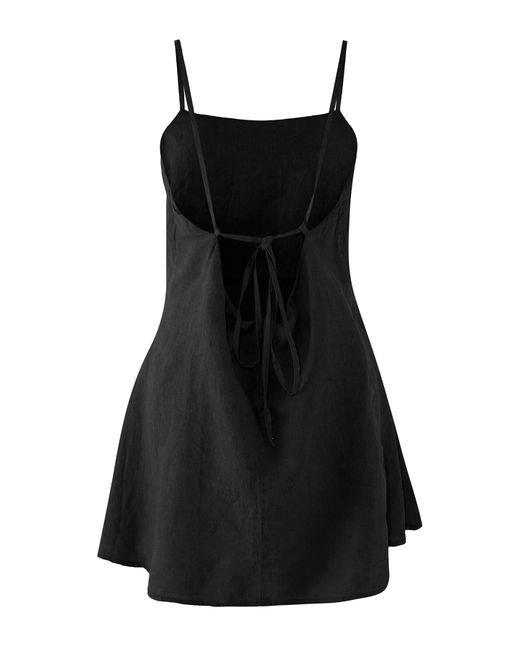 Trendyol Black Schwarzes, Gewebtes Mini-Strandkleid Aus 100 Leinen Für Damen