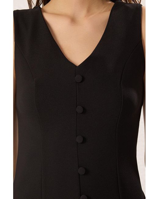 Trendyol Black Schwarzes A-Linien-Minikleid Mit Volant Und Knopfdetail Für Damen