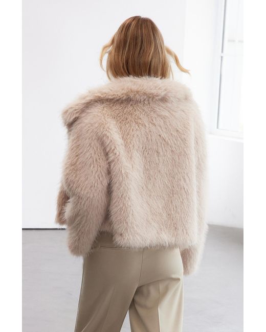 Trendyol Blue Beigefarbener Oversize-Pelzmantel Für Damen