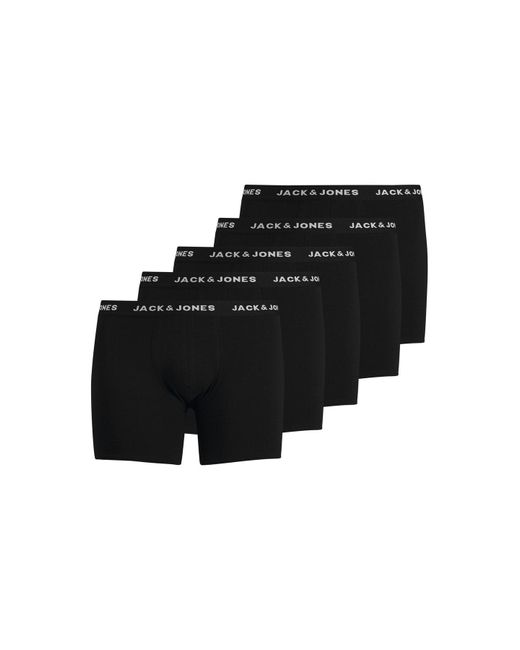 Jack & Jones Jack&Jones Boxer Shorts, 5Er Pack Jachuey Trunks Plus, Baumwoll-Stretch Für Herren in Black für Herren