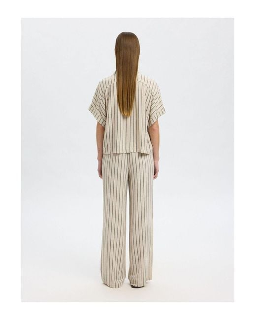 SELECTED Natural Crop-Bluse Streifen Für Damen