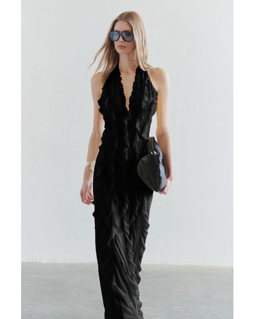 Trendyol Black Schwarzes, Mit Rüschen Gefüttertes Tüll-Abendkleid