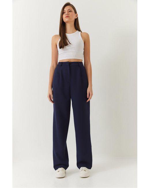 Bianco Lucci Blue Palazzo Hose 4000