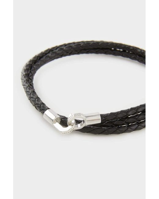 Defacto Atolyewolf X Armband Aus Schwarzem Dreilagigem Leder Mit Stahlteilen E6177Axns Für Herren in Black für Herren