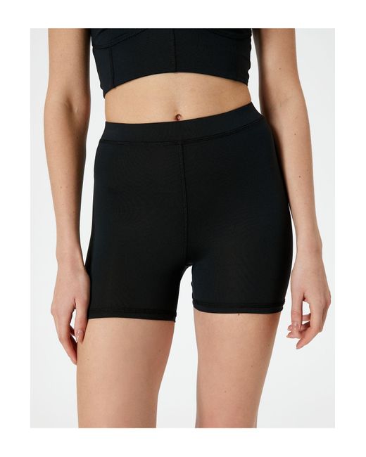 Koton Black Kurze Sport-Leggings Mit Normaler Taille Und Schmaler Passform Für Damen