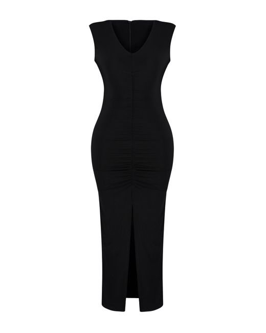 Trendyol Black Es, figurbetontes, stilvolles abendkleid aus strick