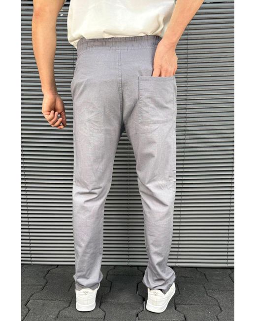 Trendyol Graue Baggy-Hose Mit Weitem Bein Und Elastischem Bund, Bequeme Canvas-Hose Für Herren in Gray für Herren