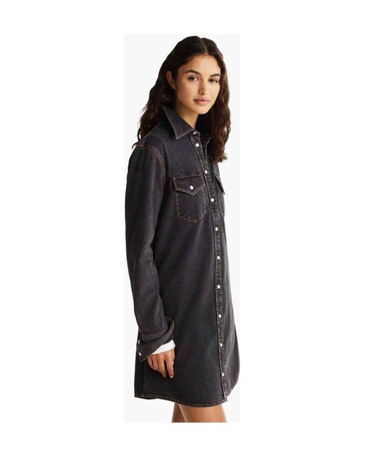 Tommy Hilfiger Black Rglr Schwarzes Westernkleid – Waschwurm Für Damen
