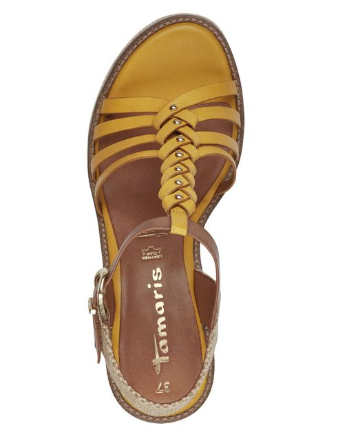 Tamaris Brown Komfort sandalen keil 1-28042-42 602 sun leder/synthetik mit touch-it