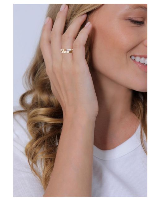 Elli Jewelry White Ring set süßwasser-zuchtperlen glasbeads 925 silber vergoldet