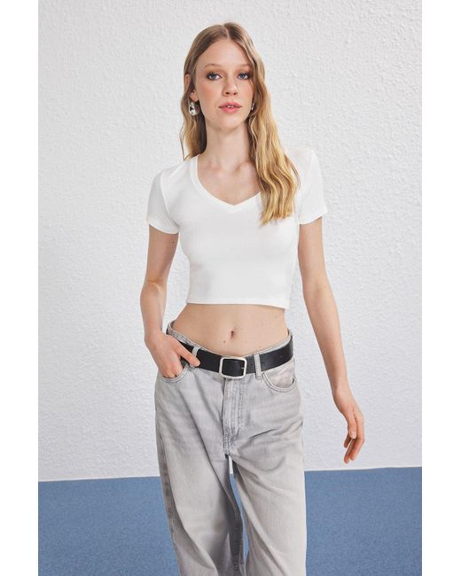 Trendyol Black Schwarz-Weiße 2Er-Pack Gestrickte Bluse Für Damen