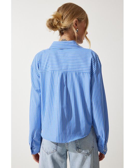 Happiness İstanbul Blue Happiness istanbul himmele bluse mit detailliertem crop-shirt