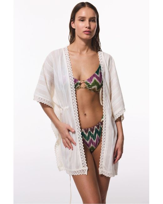 Penti White Off- Shiny Cute Crinkle Mini Kimono Mit V-Ausschnitt Für Damen