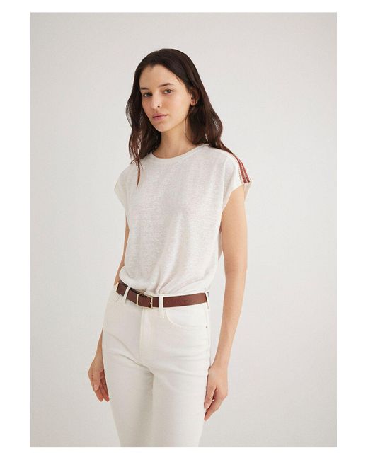Mavi White Weißes T-Shirt Mit Normaler Passform Normaler Passform -70057 Für Damen