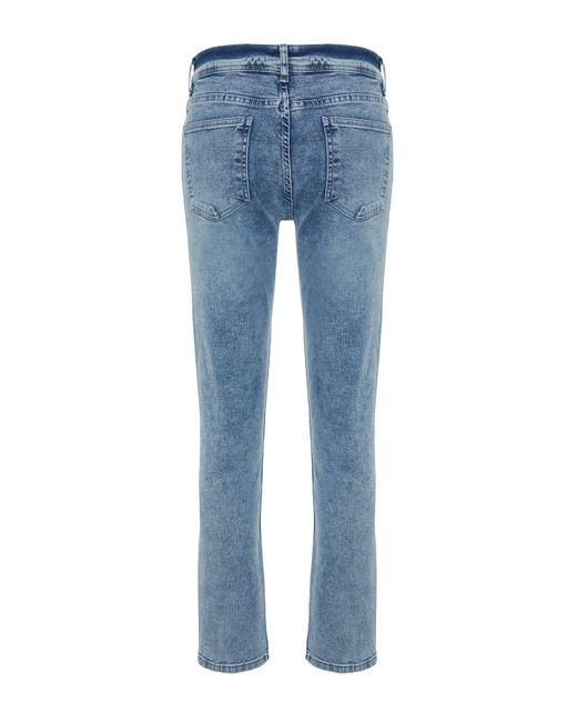 Trendyol E skinny fit rake destroyed jeans jeans in Blue für Herren