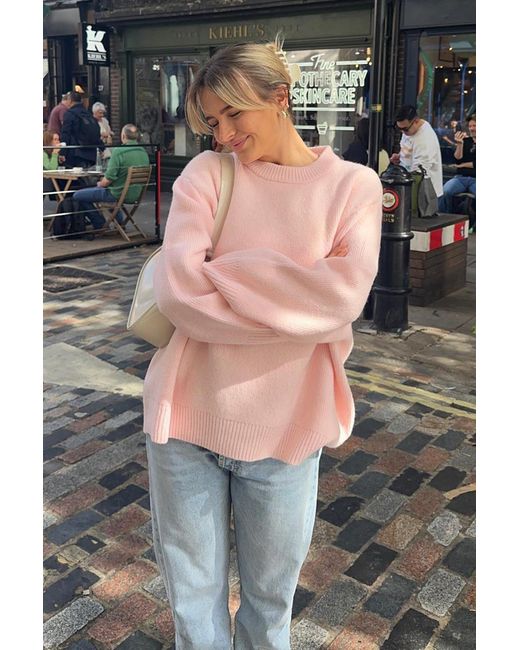 Madmext Pink Oversize-Strickpullover Mit Rundhalsausschnitt Für Damen