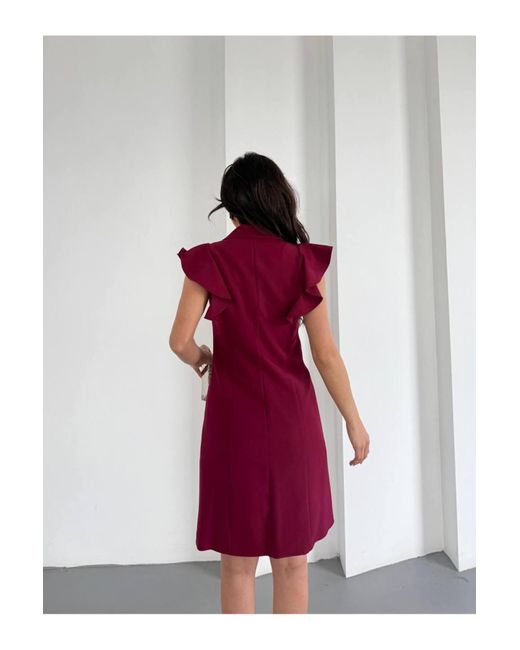 ZF BUTİK Pink Jackenkleid Mit Rüschenkragen Für Damen