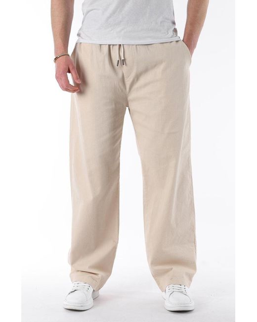 Madmext Beigefarbene Hose Mit Weitem Bein Und Bindebändern Für Herren in Natural für Herren