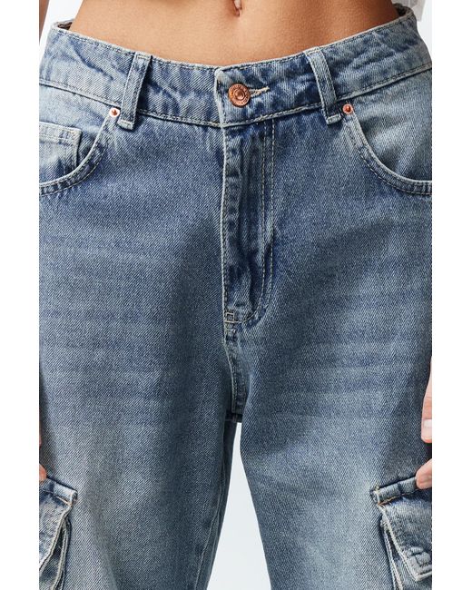 Trendyol Blue E skater-jeans mit cargotasche und hoher taille