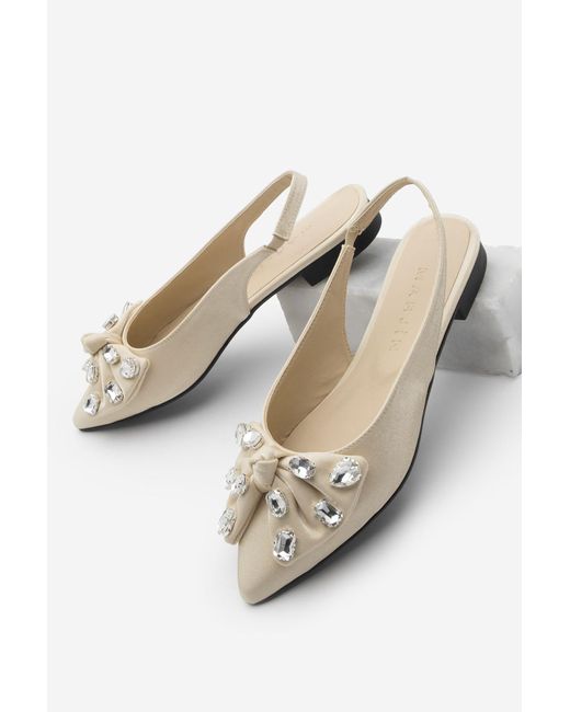 Marjin Natural Ballerinas Aus Satin Mit Spitzer Zehenpartie Und Schleife, Die Nicht Verpassen Dürfen Für Damen