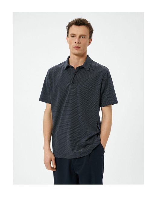 Koton Strukturiertes kurzarm-t-shirt mit polokragen in Blue für Herren